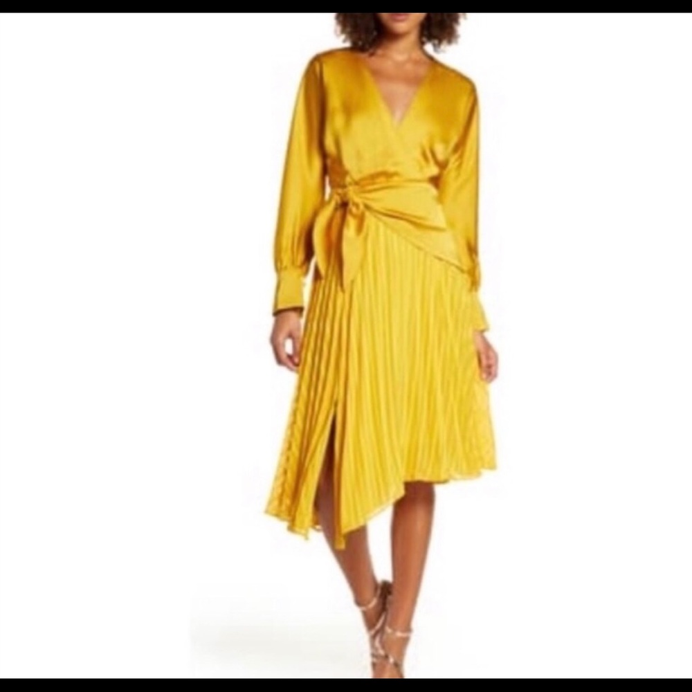 Anthropologie long sleeve satin dress
